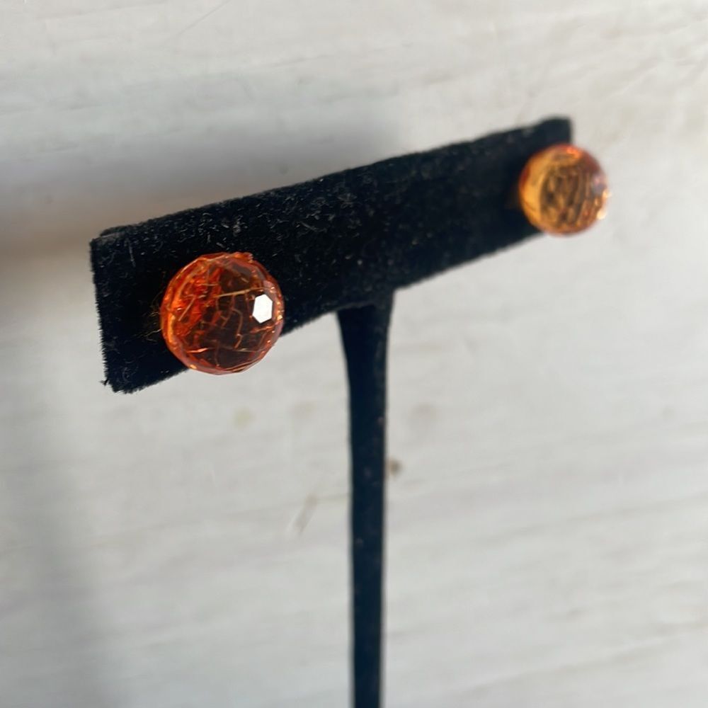 Orange Cracked Ball Stud Earrings